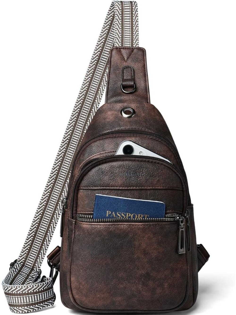 Women's Coffee Leather Sling Bag Crossbody Shoulder Tote Fanny Pack Travel Bag